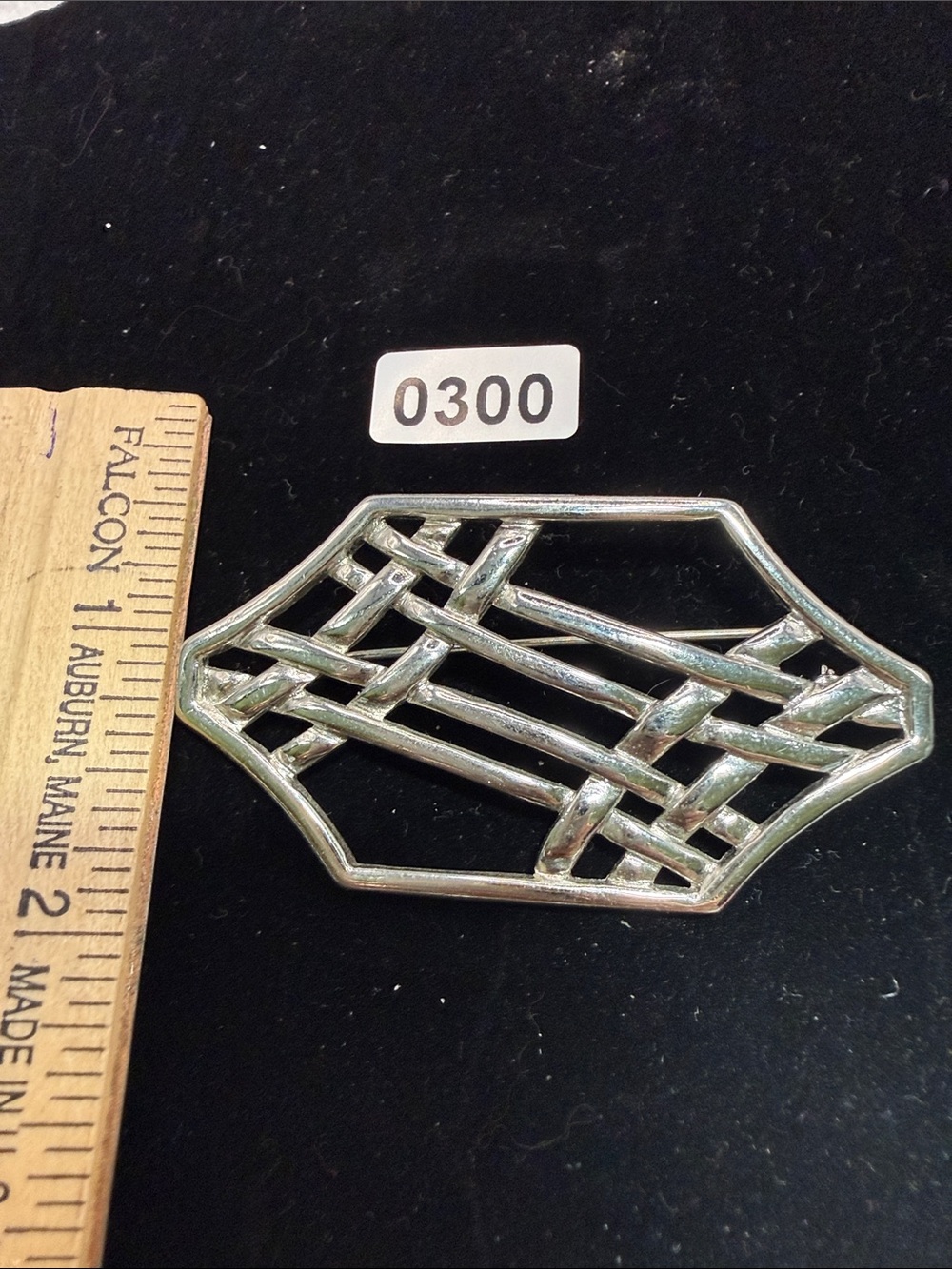 Monet Silver Tone Openwork Lattice Brooch